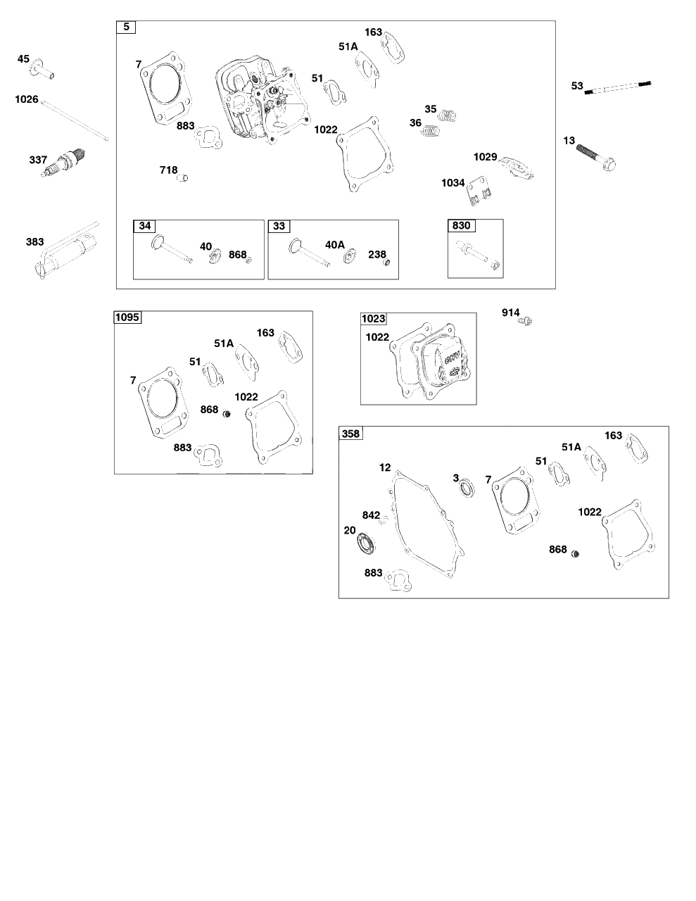 Cylinder Head Group Diagram and Parts List for 83132-1172-H5  Briggs and Stratton Engine